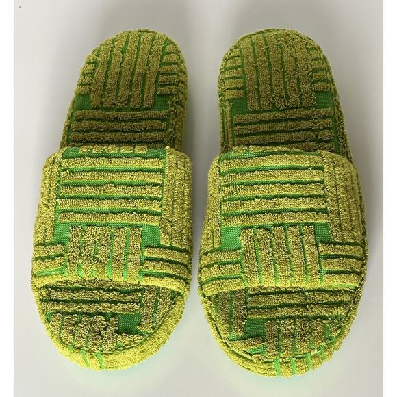 NIB $600 Bottega Veneta Intrecciato Resort Sponge Slipper Green 11 US 660245 main image 12